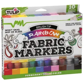 10 Pack Rainbow Tulip Fabric Markers Brush Tip