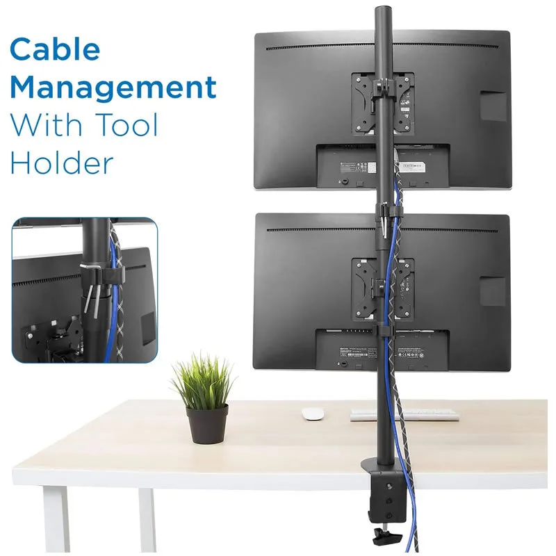 13'' To 27'' Adjustable Two Lcd Led Monitor Screen Desk Arm Stand Xf0670