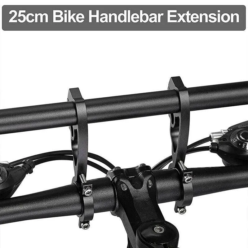 25cm Bicycle Handlebar Extended Bracket Bike Mount Bar Computer Holder Support Rack Alloy Stand Double Frame Bicycle Clip