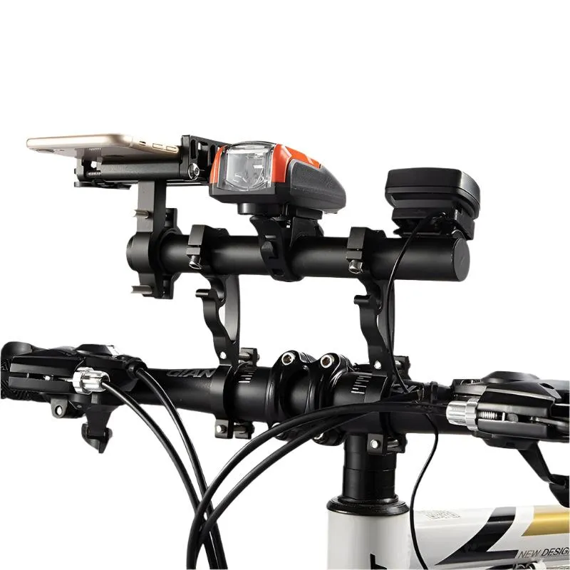 25cm Bicycle Handlebar Extended Bracket Bike Mount Bar Computer Holder Support Rack Alloy Stand Double Frame Bicycle Clip