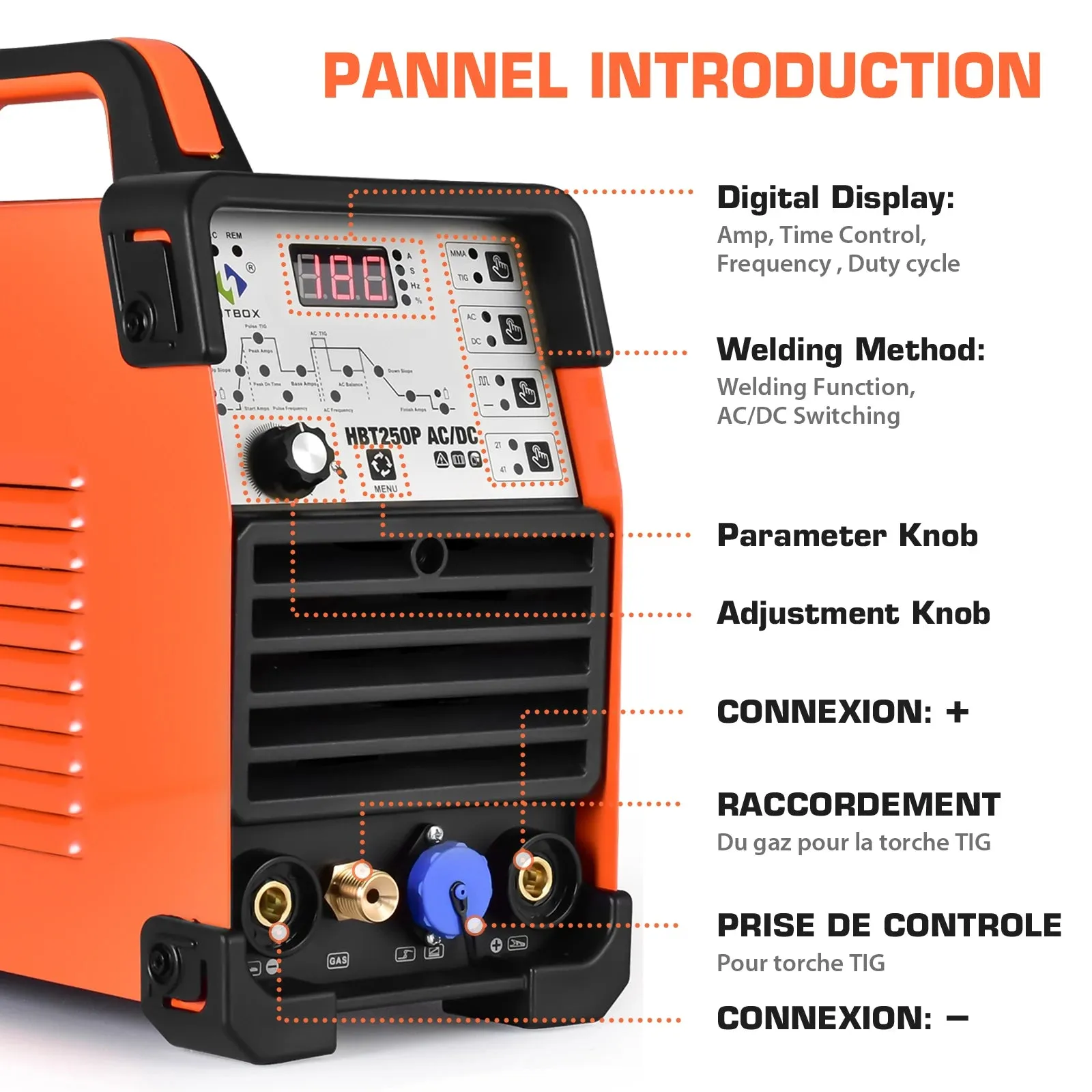 4-in-1 AC/DC Tig Welding machine AC pulse argon Aluminium Welder Digital Control Gas Stainless Pulse Welder 2T 4T HBT250P