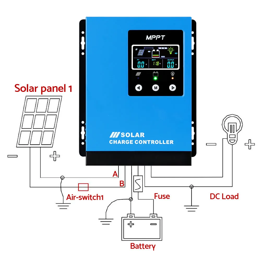 60A MPPT Solar Charge Controller Auto 12V/24V/36V/48V Battery Regulator