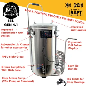 65L BrewZilla Gen 4.1 with 25w Pump 2000w/1000/500w - 220-240V AC