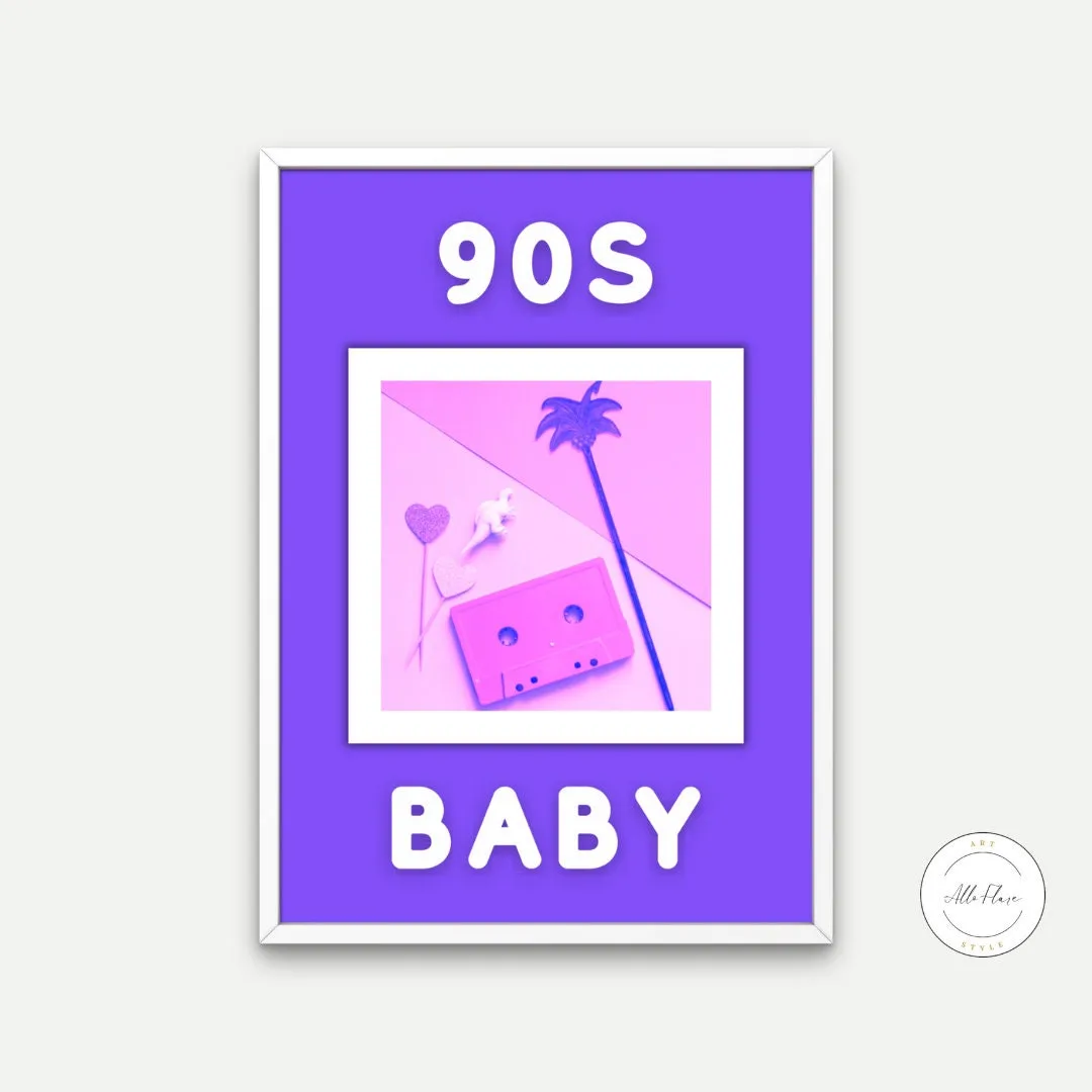 90'S Baby PRINTABLE WALL ART, Tropical Posters, 90S Street Style, 90S Poster, 90S Theme, 90S Room Décor, Retro Purple Poster, 90S Party Decor