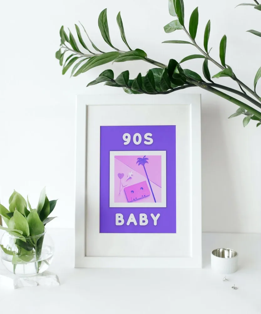 90'S Baby PRINTABLE WALL ART, Tropical Posters, 90S Street Style, 90S Poster, 90S Theme, 90S Room Décor, Retro Purple Poster, 90S Party Decor