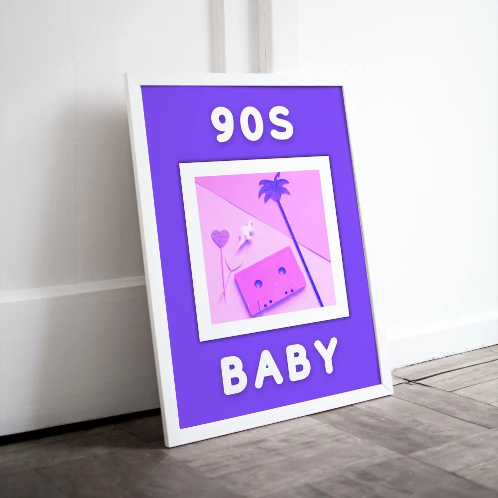 90'S Baby PRINTABLE WALL ART, Tropical Posters, 90S Street Style, 90S Poster, 90S Theme, 90S Room Décor, Retro Purple Poster, 90S Party Decor