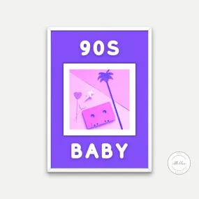 90'S Baby PRINTABLE WALL ART, Tropical Posters, 90S Street Style, 90S Poster, 90S Theme, 90S Room Décor, Retro Purple Poster, 90S Party Decor