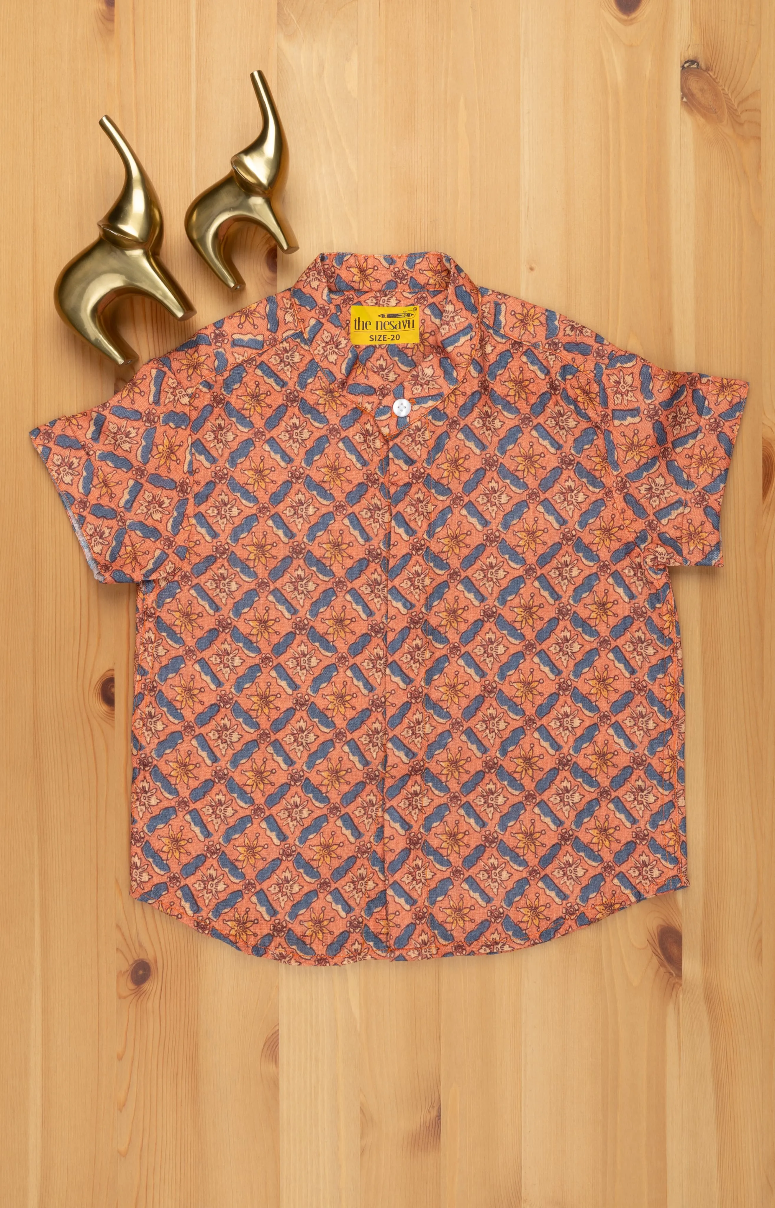 ABQ. Authentic Ajrakh Hand Block Print Boys' Shirt: Celebrate Indian Heritage in Style