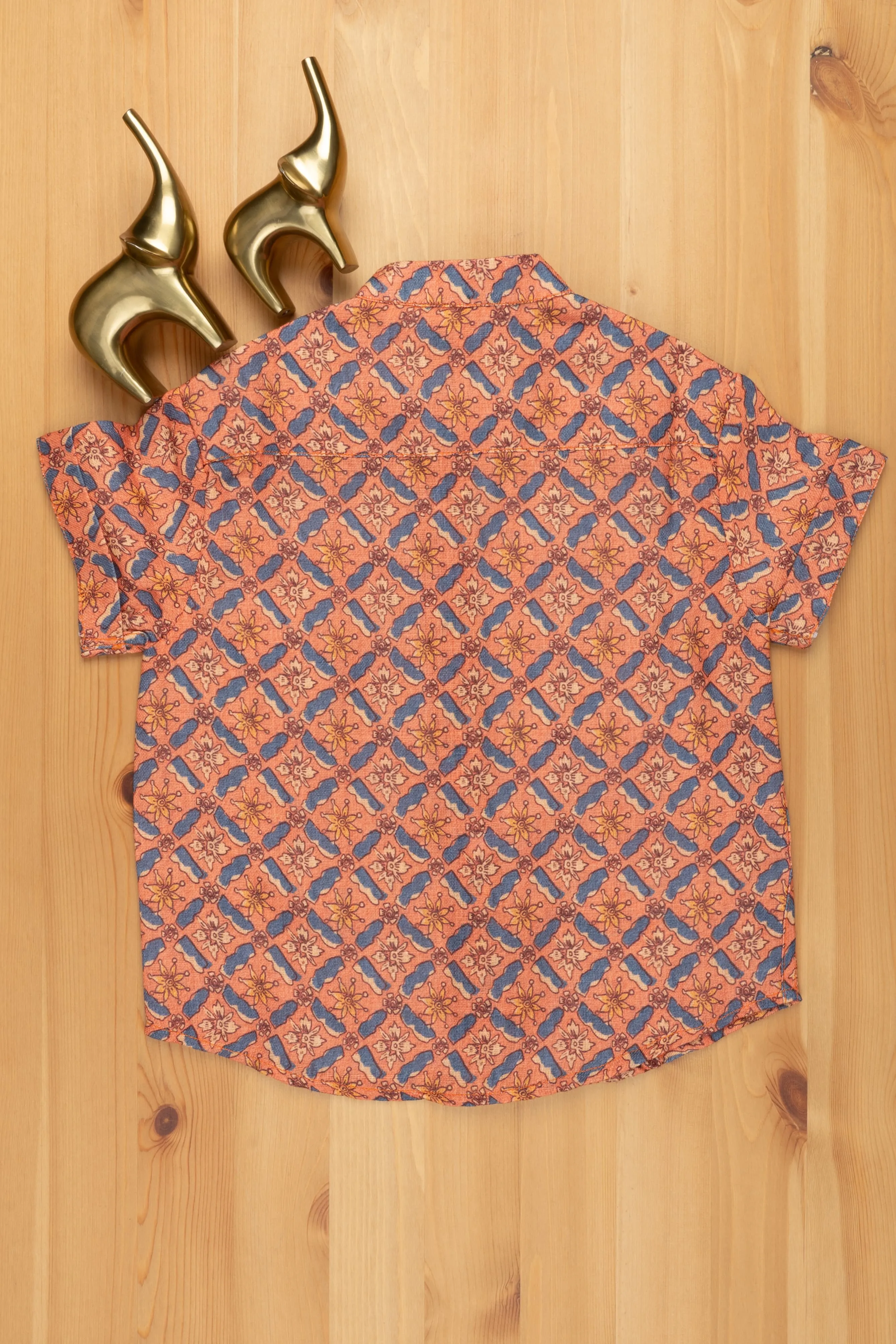 ABQ. Authentic Ajrakh Hand Block Print Boys' Shirt: Celebrate Indian Heritage in Style