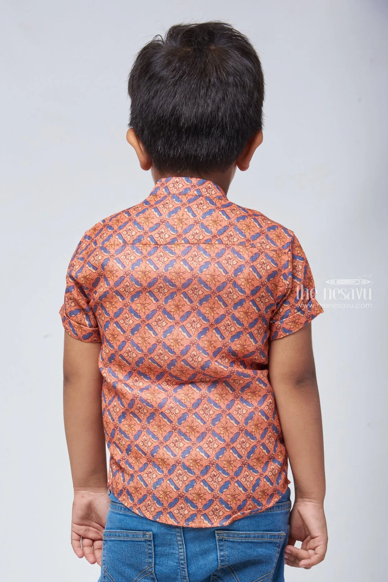 ABQ. Authentic Ajrakh Hand Block Print Boys' Shirt: Celebrate Indian Heritage in Style