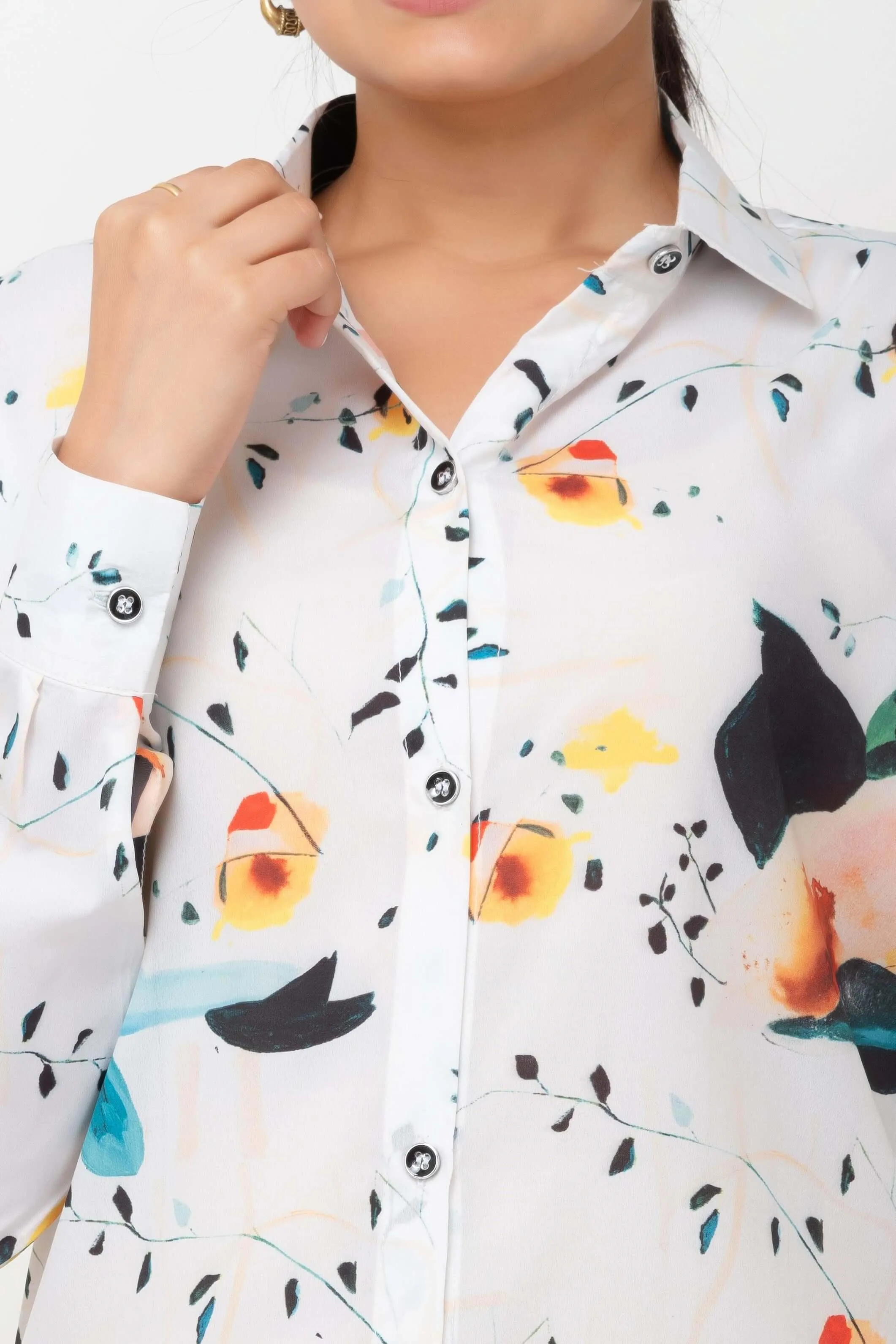 Abstract Art Printed Leaf Shirt