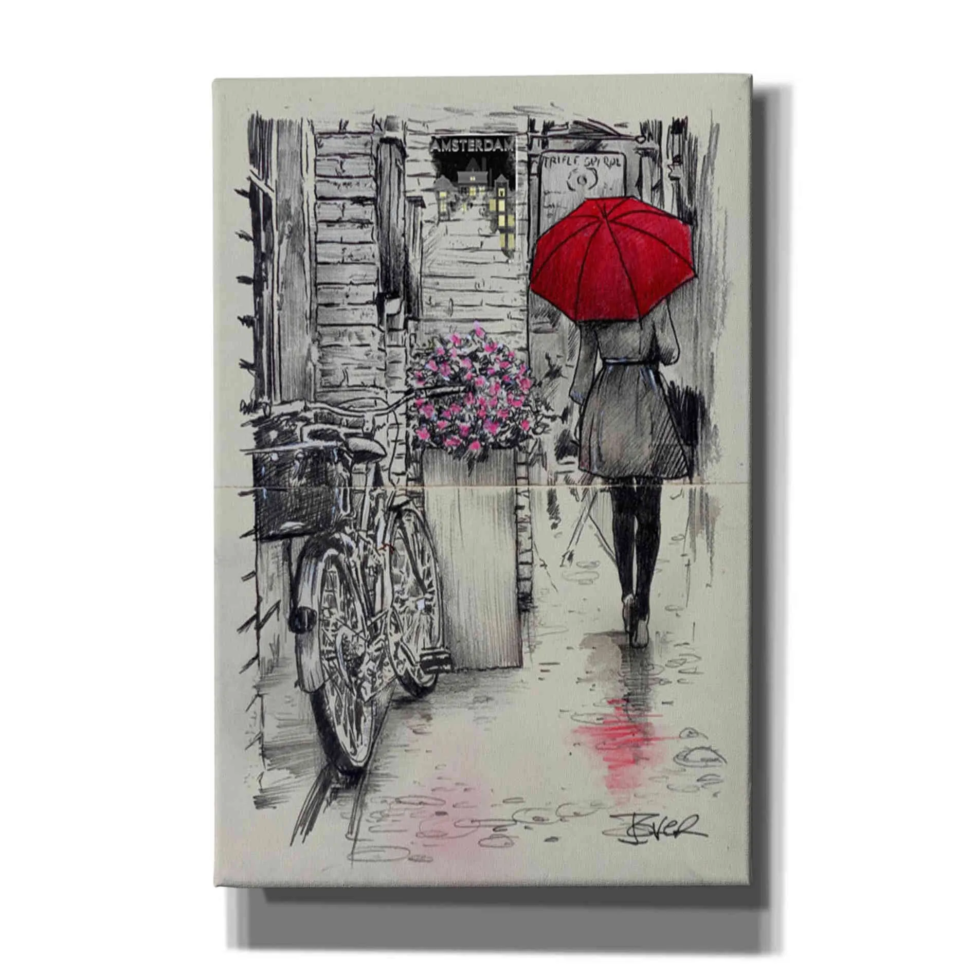 'Amsterdam Walk' by Loui Jover, Canvas Wall Art