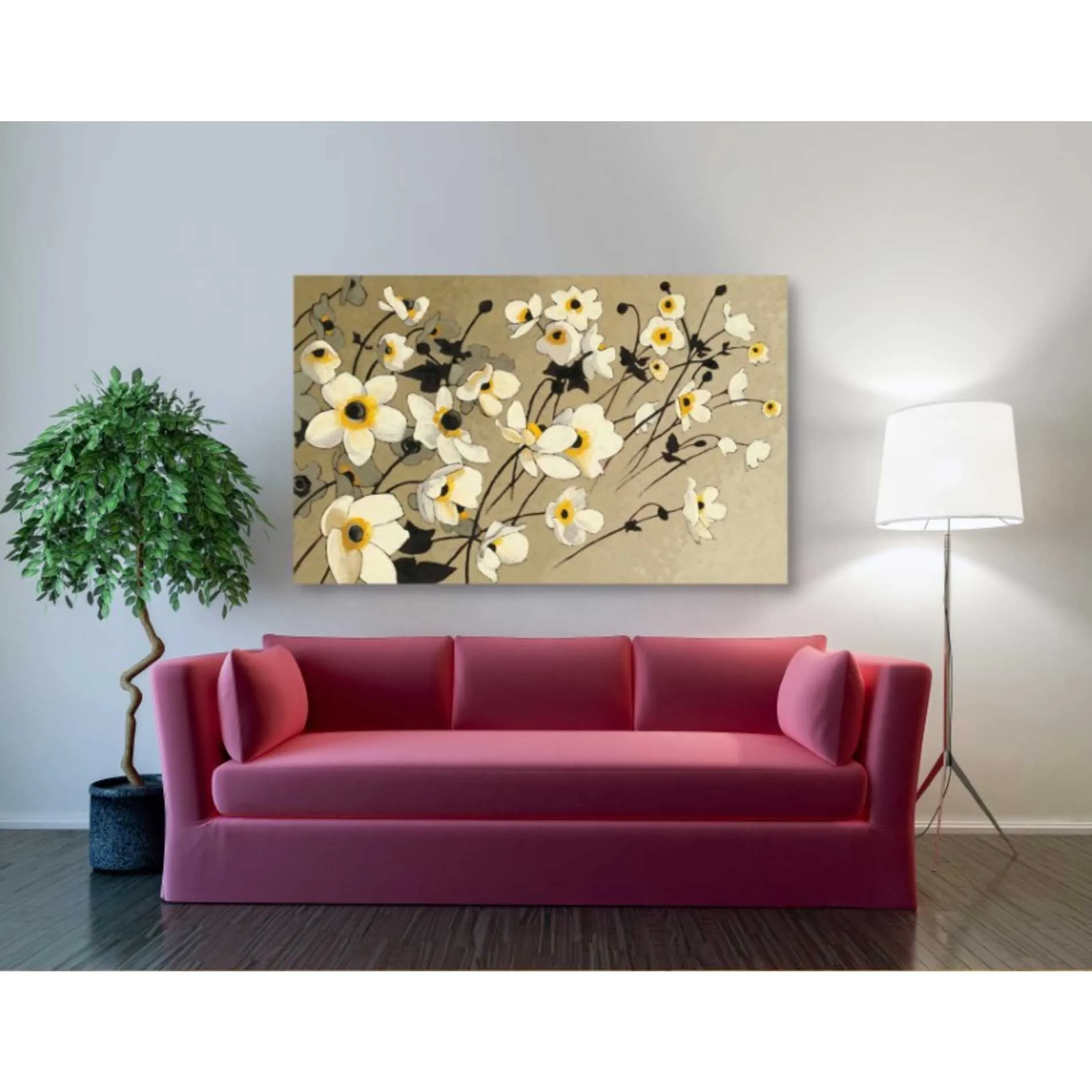 'Anemones Japonaises Blancs' by Shirley Novak, Canvas Wall Art