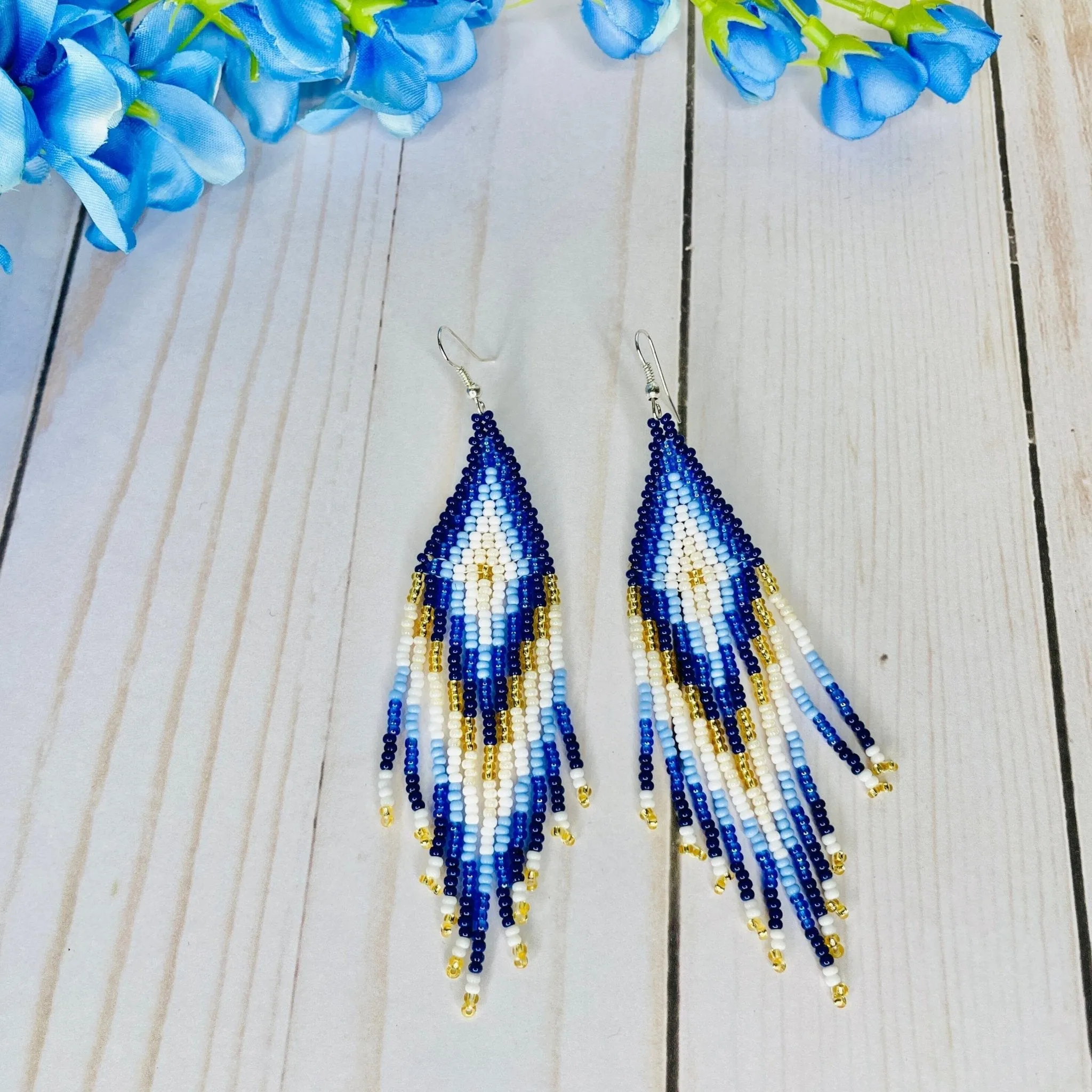 Azula Beaded Boho Earrings | Blue Native Embera Statement Earrings