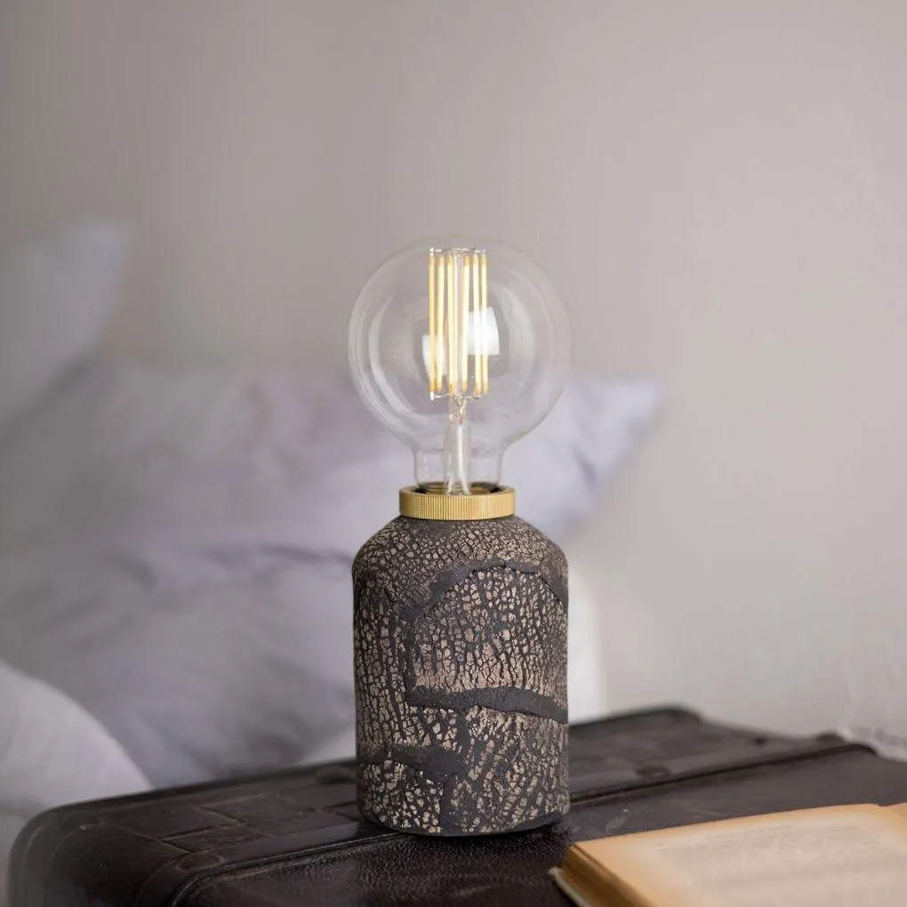 Bixa Small Ceramic Table Lamp - Black Clay - Mullan Lighting