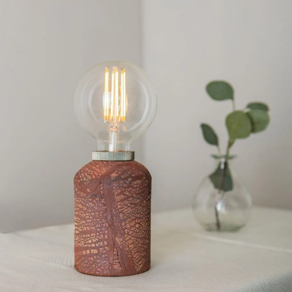 Bixa Small Ceramic Table Lamp - Red Iron - Mullan Lighting