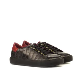 Black Croco Leather Trainers