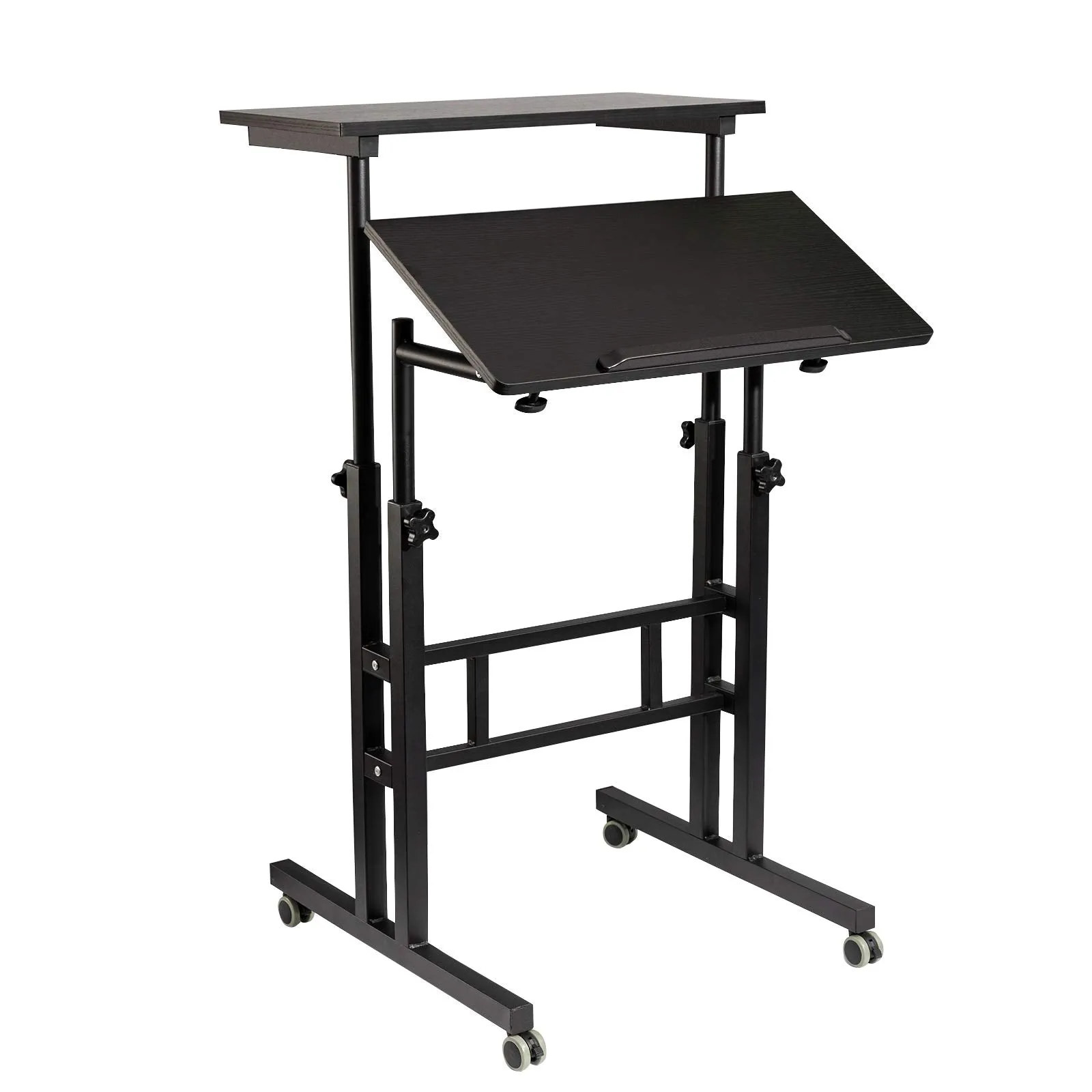 Black Modern Adjustable Mobile Standing Desk