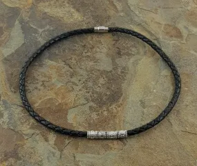 Black Necklace leather 4 mm diameter round