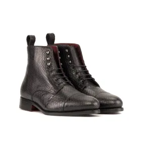 Black Python Cap Toe Jumper Boots