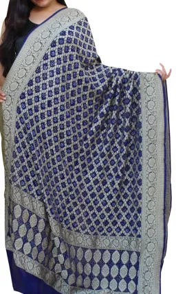 Blue Banarasi Bandhani Pure Georgette Dupatta