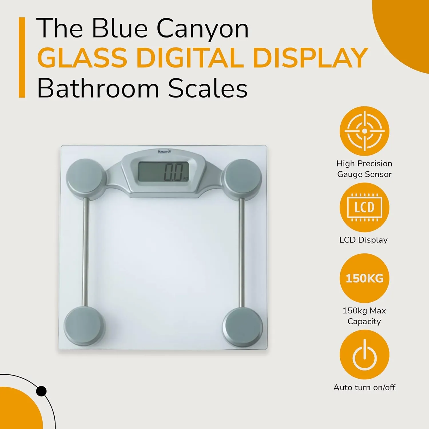 Blue Canyon Glass Digital Display Bathroom Scales 150Kg Max Capacity Glass