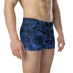 Blue Floral Print Men's Underwear, Best Flower Print Premium Best Boxer Briefs-Made in USA/EU/MX