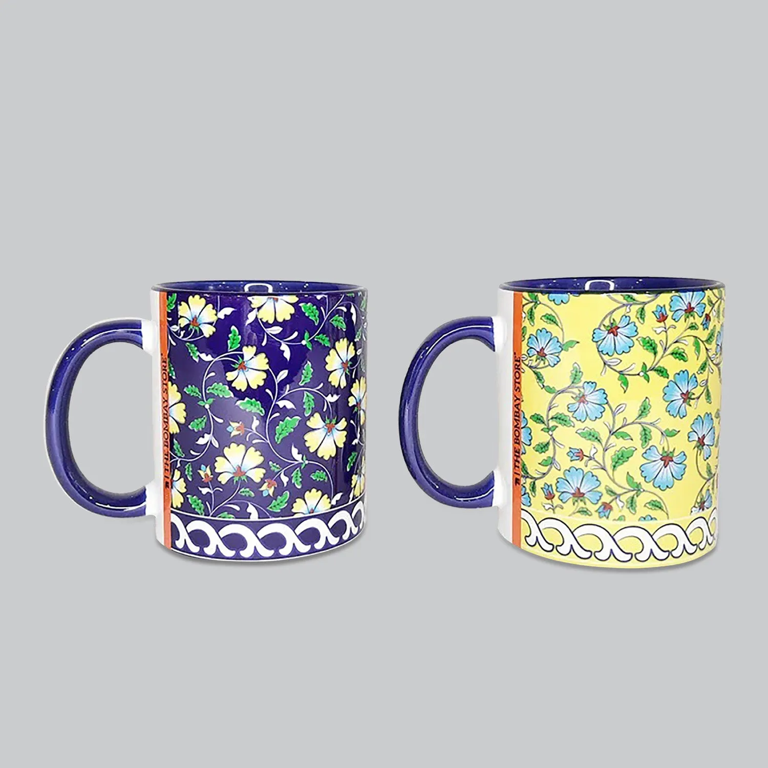 Blue Pottery Coffee Mugs Set of 2 (300 ml each)