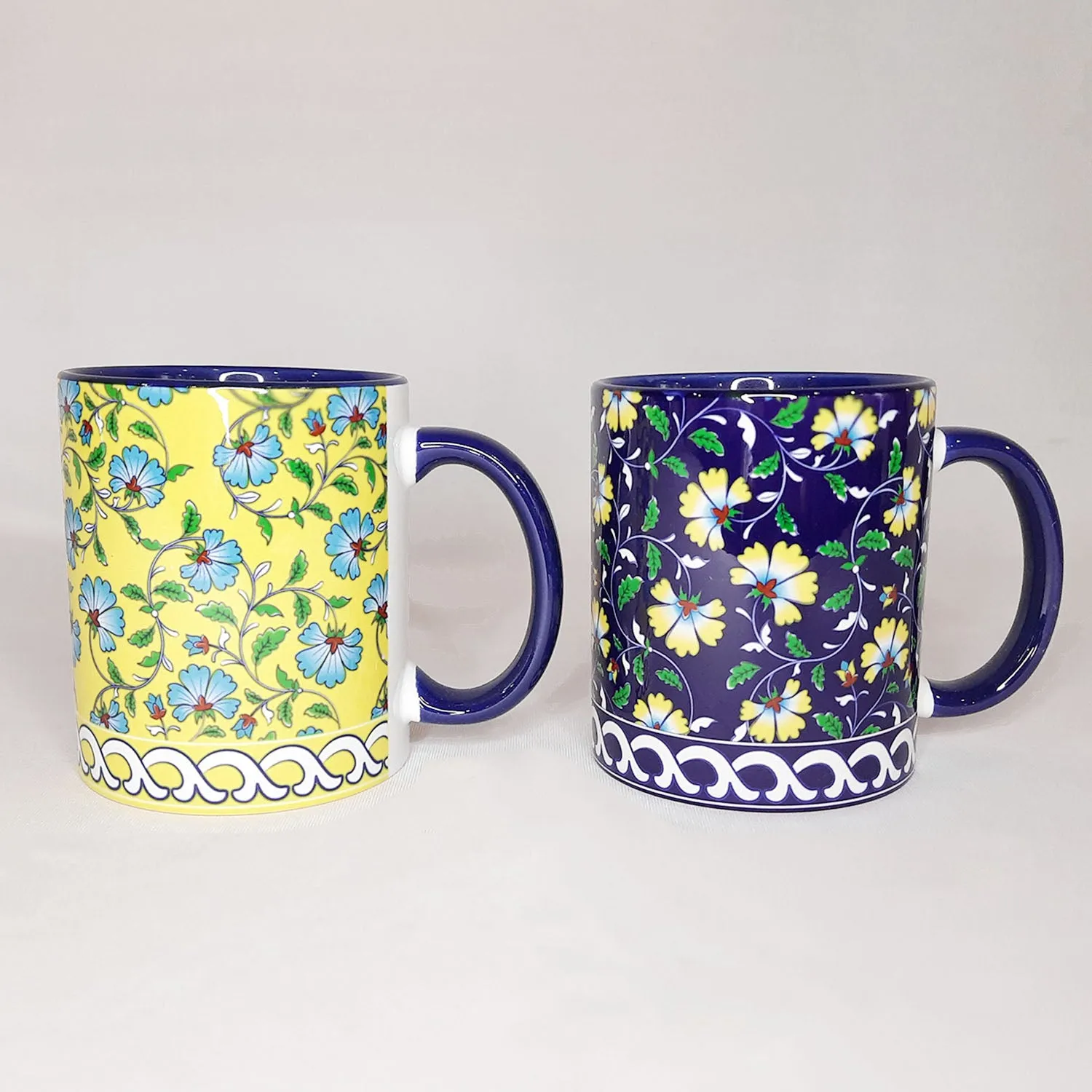 Blue Pottery Coffee Mugs Set of 2 (300 ml each)