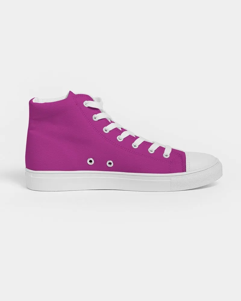 Bright Magenta Purple Women's High-top Canvas Sneakers | Women's | Bright Pure Magenta Purple | C25M100Y0K0