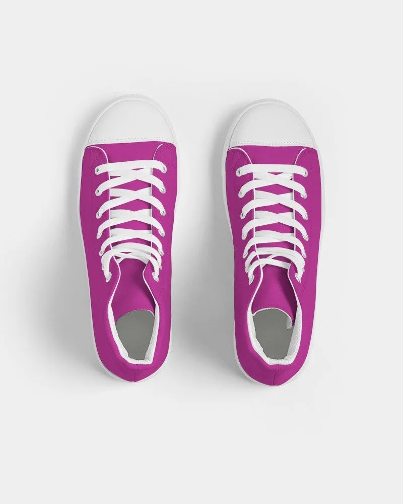 Bright Magenta Purple Women's High-top Canvas Sneakers | Women's | Bright Pure Magenta Purple | C25M100Y0K0