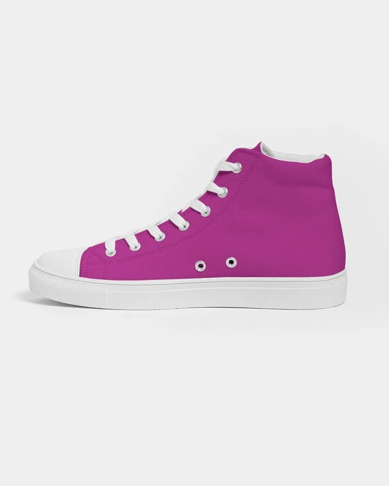 Bright Magenta Purple Women's High-top Canvas Sneakers | Women's | Bright Pure Magenta Purple | C25M100Y0K0