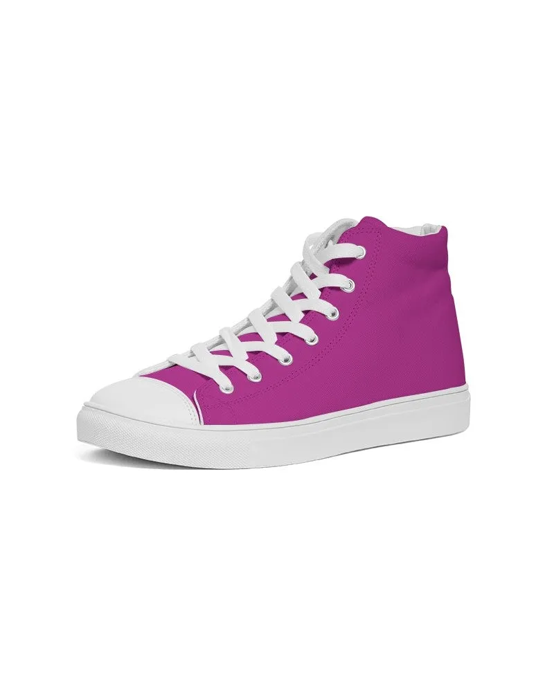 Bright Magenta Purple Women's High-top Canvas Sneakers | Women's | Bright Pure Magenta Purple | C25M100Y0K0