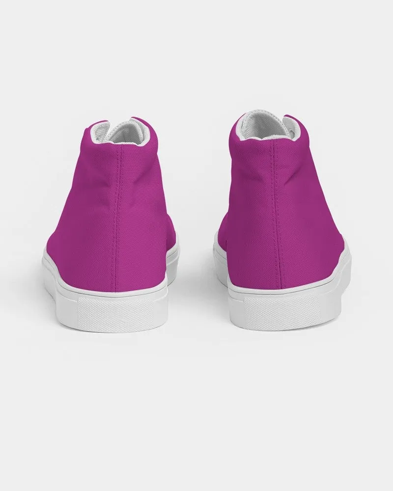 Bright Magenta Purple Women's High-top Canvas Sneakers | Women's | Bright Pure Magenta Purple | C25M100Y0K0