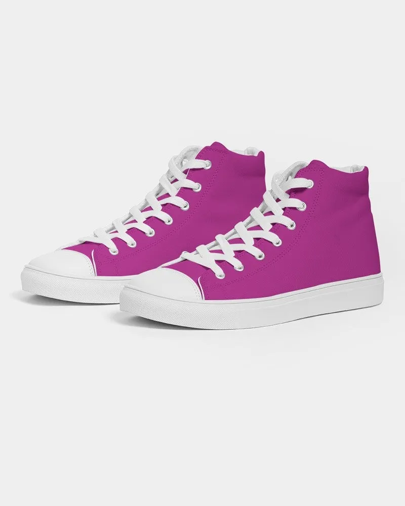 Bright Magenta Purple Women's High-top Canvas Sneakers | Women's | Bright Pure Magenta Purple | C25M100Y0K0