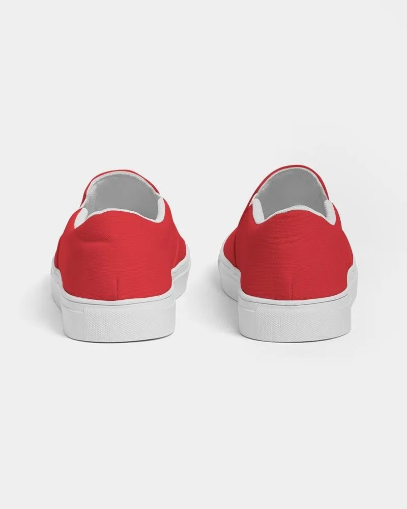 Bright Red Slip-On Canvas Sneakers | Women's | Bright Pure Red | C0M100Y100K0