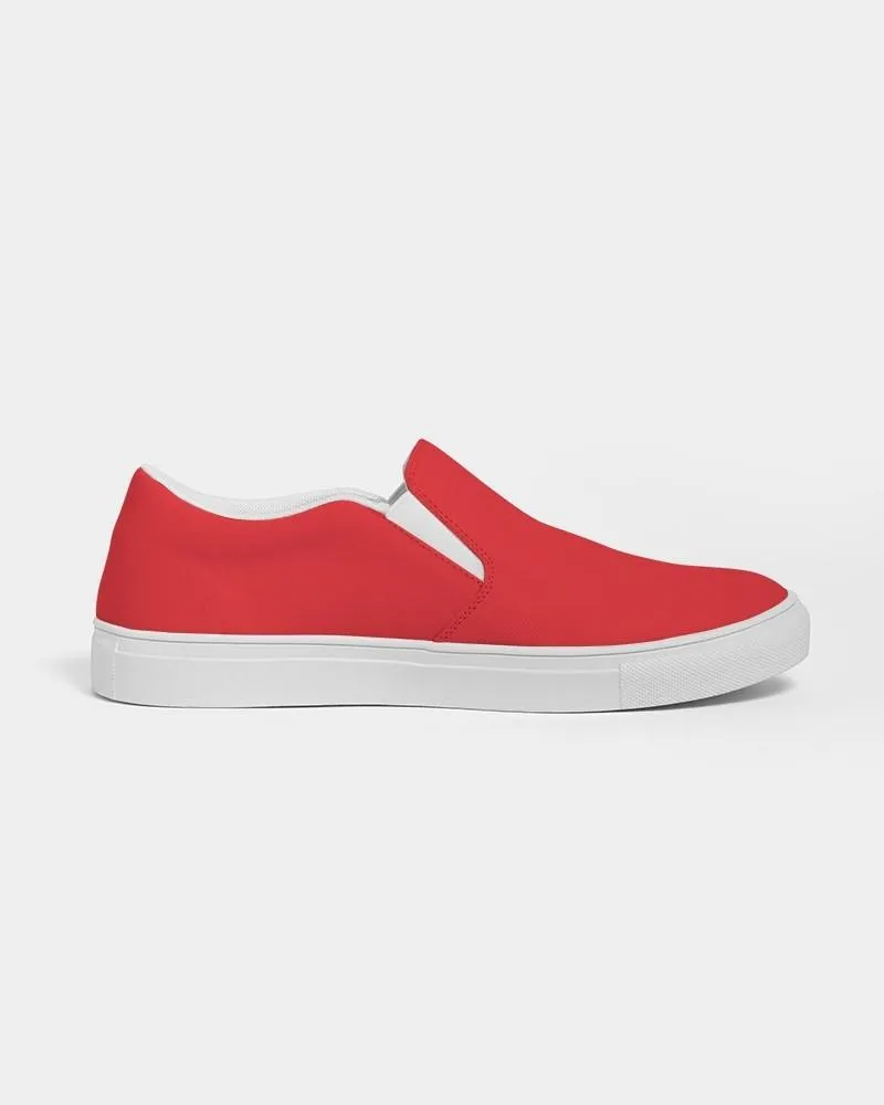 Bright Red Slip-On Canvas Sneakers | Women's | Bright Pure Red | C0M100Y100K0