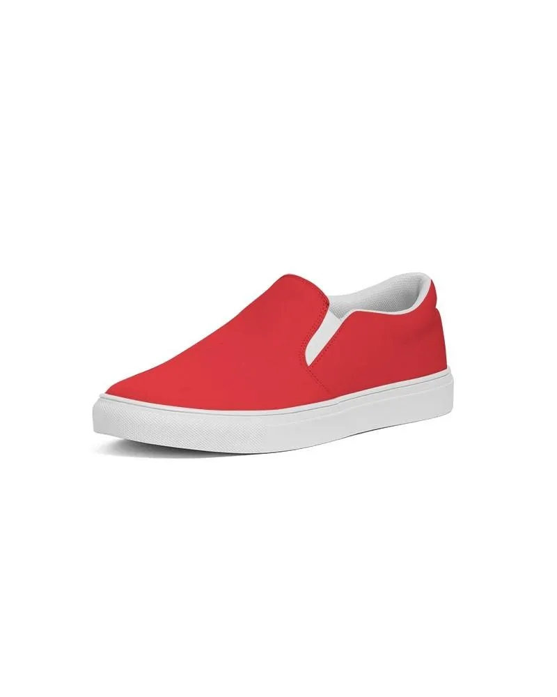 Bright Red Slip-On Canvas Sneakers | Women's | Bright Pure Red | C0M100Y100K0