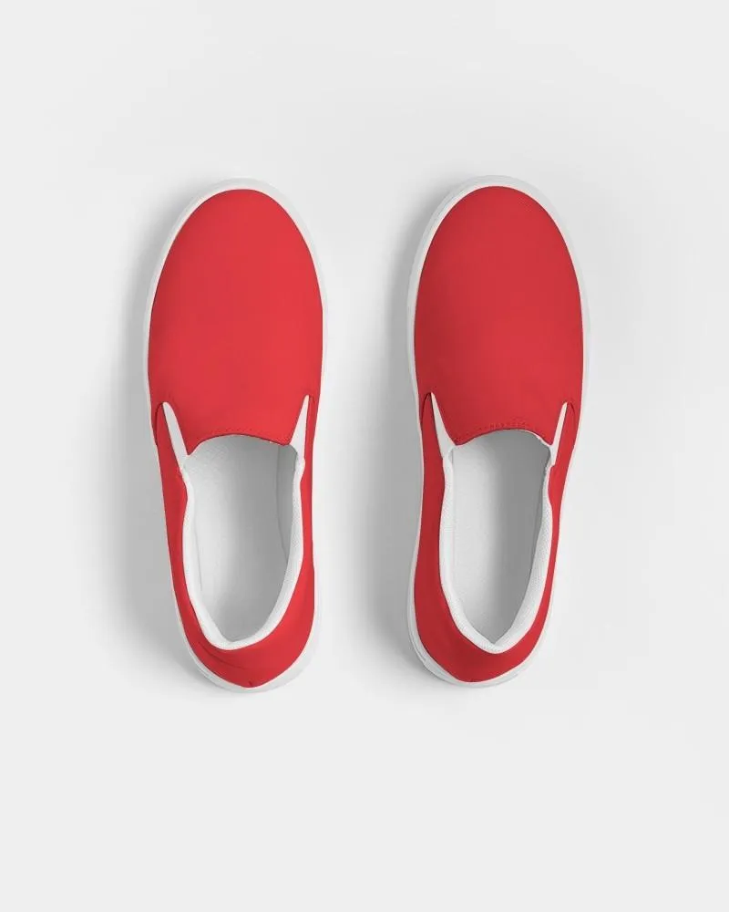 Bright Red Slip-On Canvas Sneakers | Women's | Bright Pure Red | C0M100Y100K0