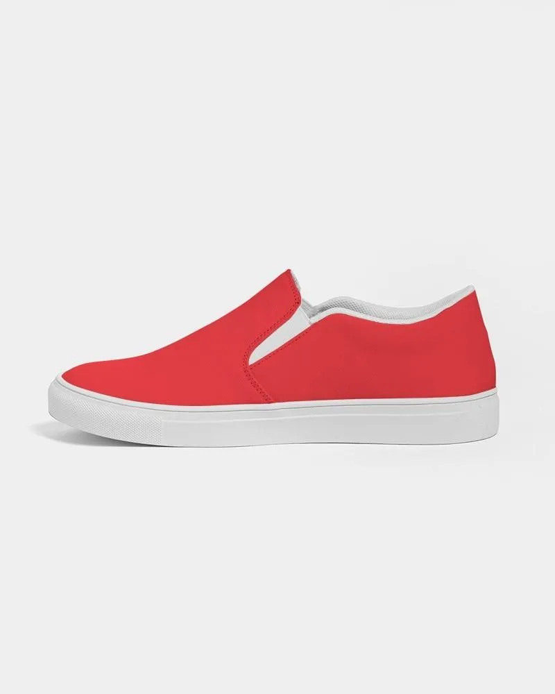 Bright Red Slip-On Canvas Sneakers | Women's | Bright Pure Red | C0M100Y100K0