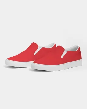 Bright Red Slip-On Canvas Sneakers | Women's | Bright Pure Red | C0M100Y100K0