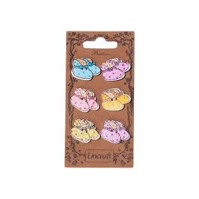 Carded Buttons, Wood Shoes- 6pk