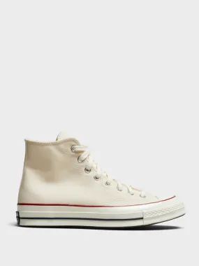 Chuck 70 High Top Canvas Sneakers in Parchment/Garnet/Egret