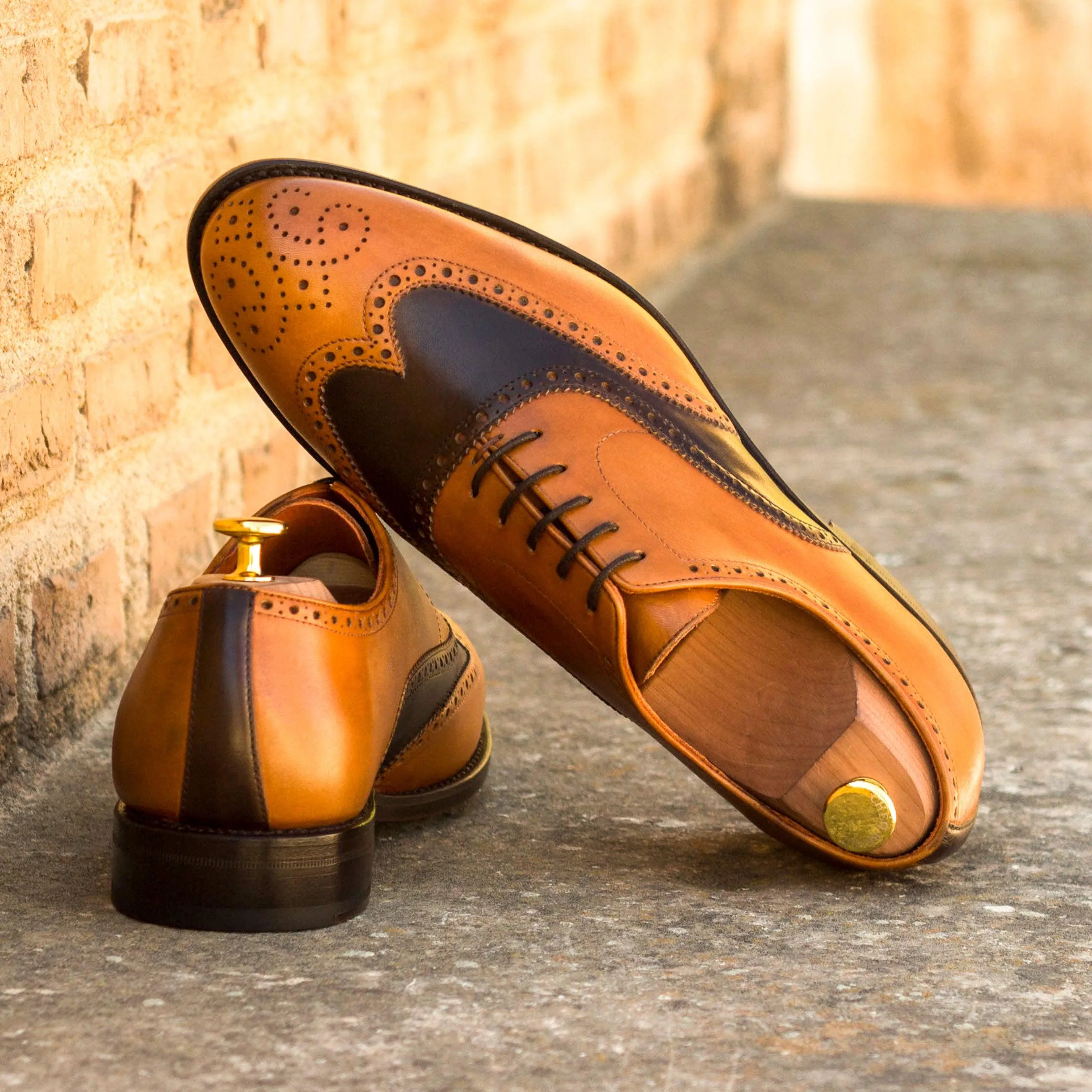 Cognac & Dark Brown Painted Calf Brogue