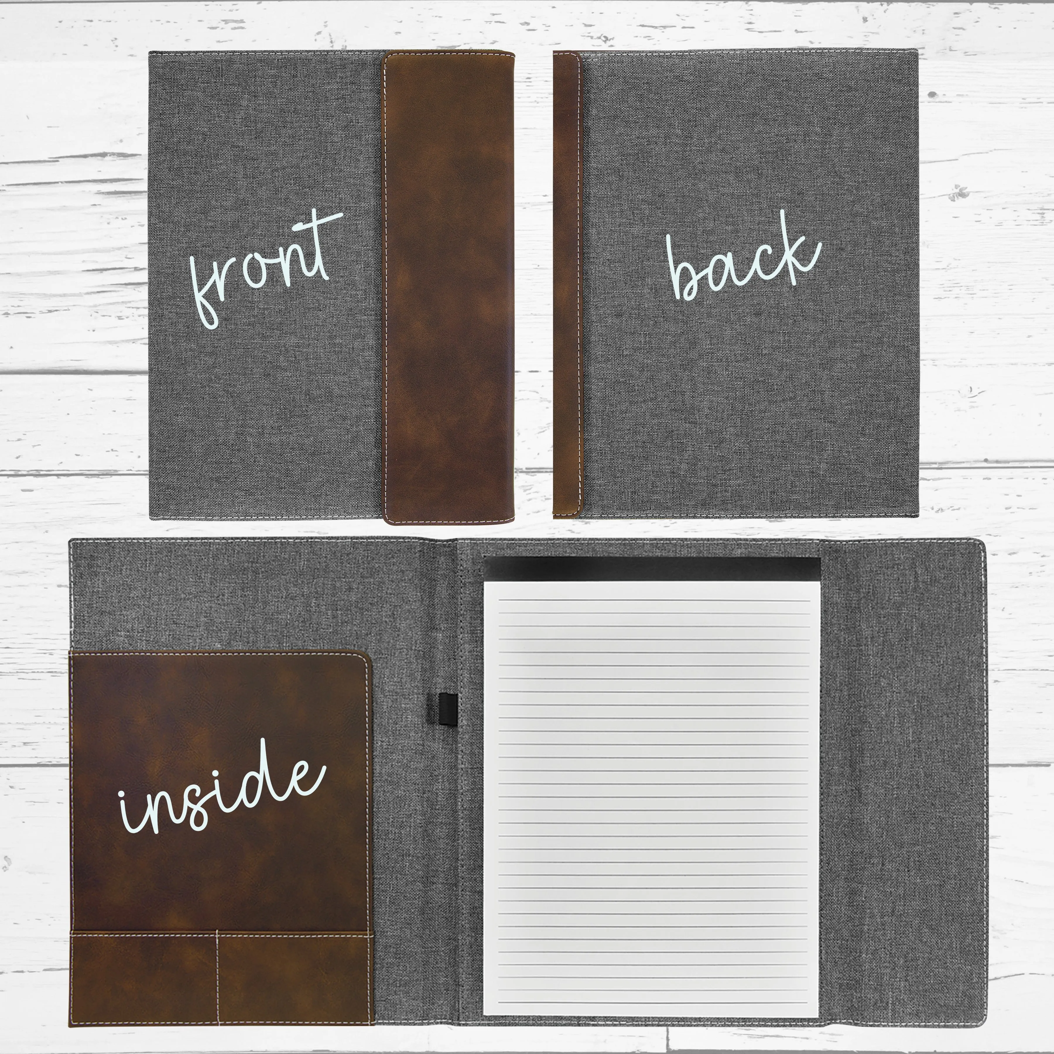 Custom Engraved Monogram Portfolio with Refillable Notepad | Graduation Gift