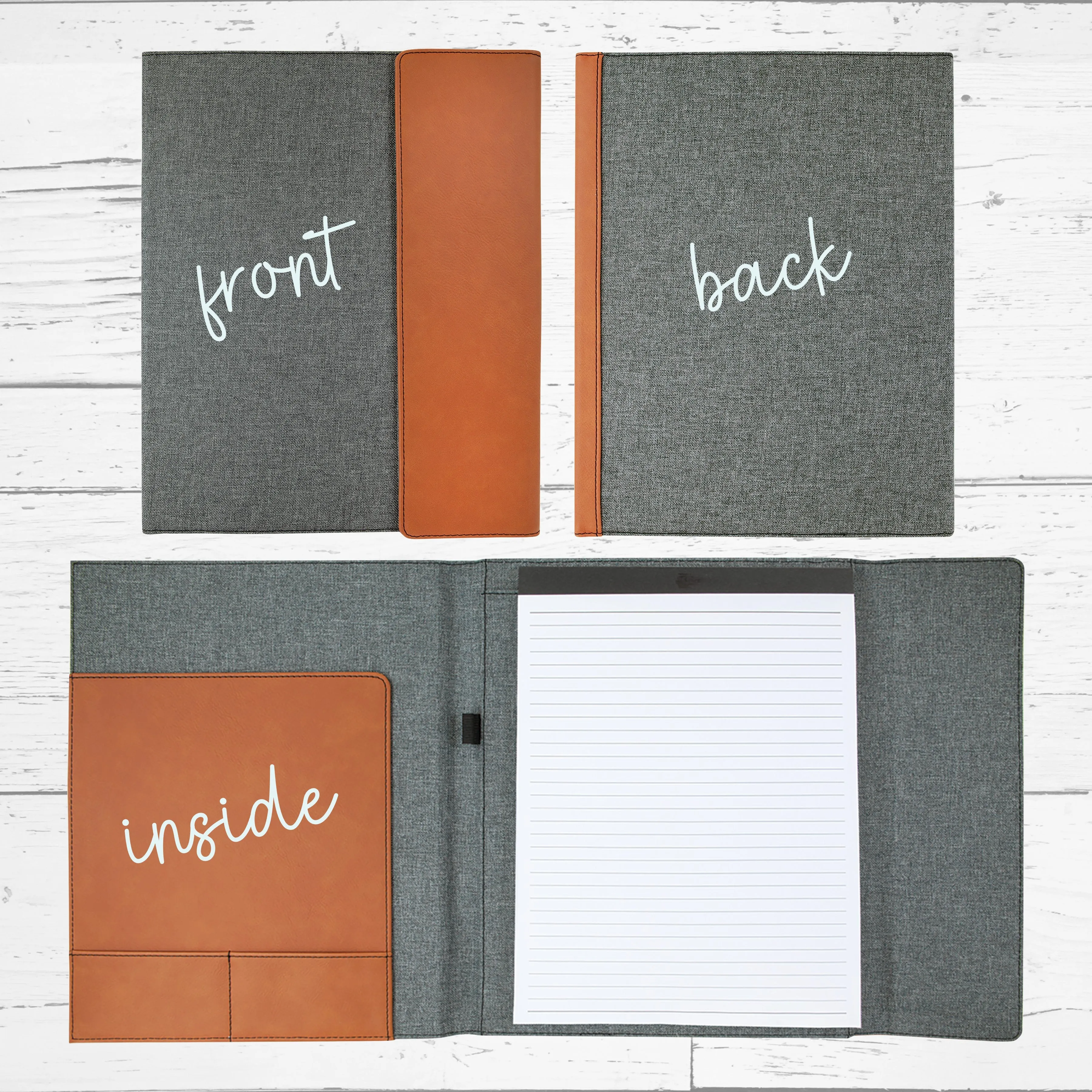 Custom Engraved Monogram Portfolio with Refillable Notepad | Graduation Gift