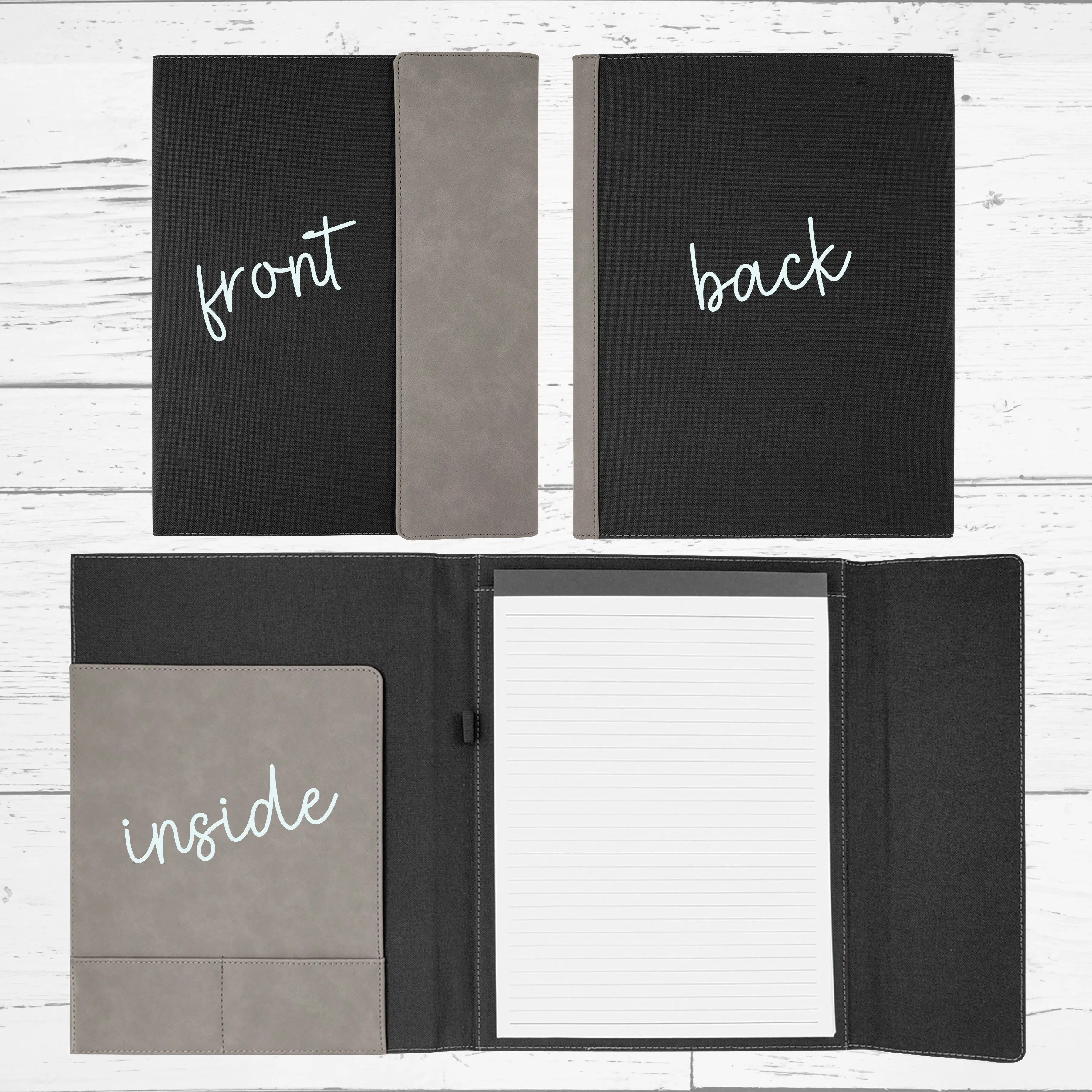 Custom Engraved Monogram Portfolio with Refillable Notepad | Graduation Gift