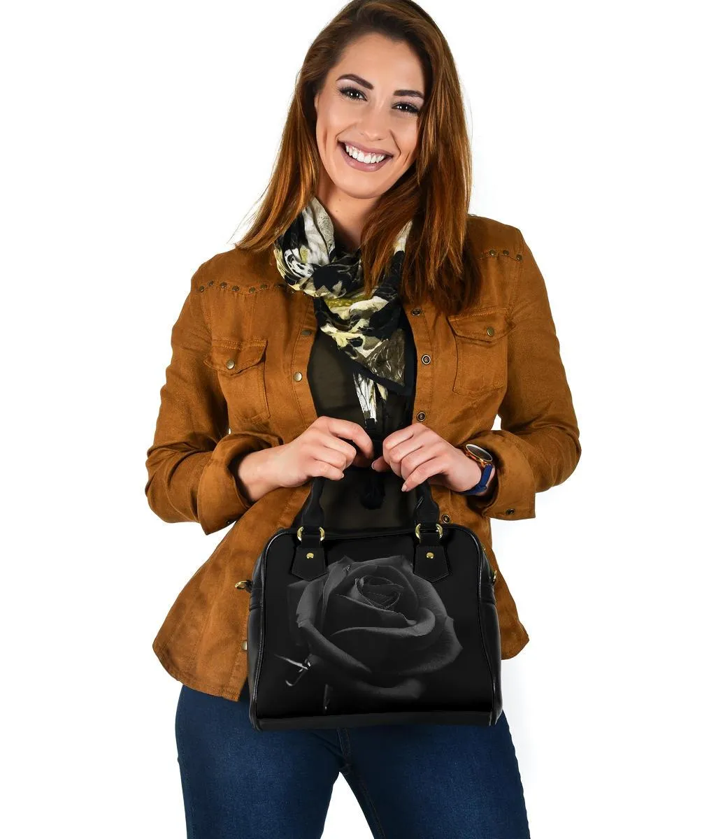 Custom Shoulder Bag - Artistic Black Roses | Custom Bag, Vegan Leather Shoulder Bag, Shoulder Bags for Women, Over the Shoulder Bag