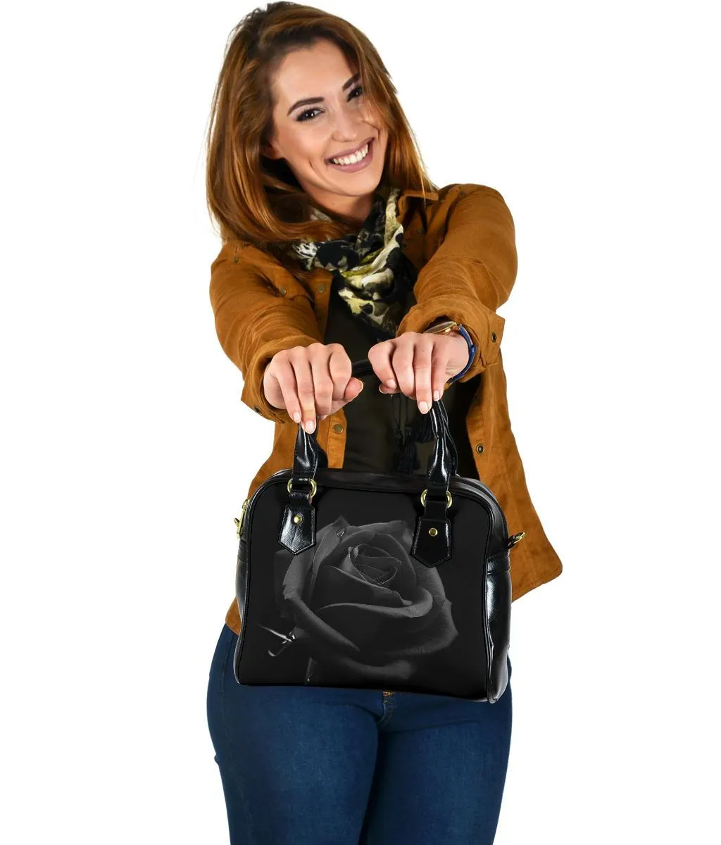 Custom Shoulder Bag - Artistic Black Roses | Custom Bag, Vegan Leather Shoulder Bag, Shoulder Bags for Women, Over the Shoulder Bag