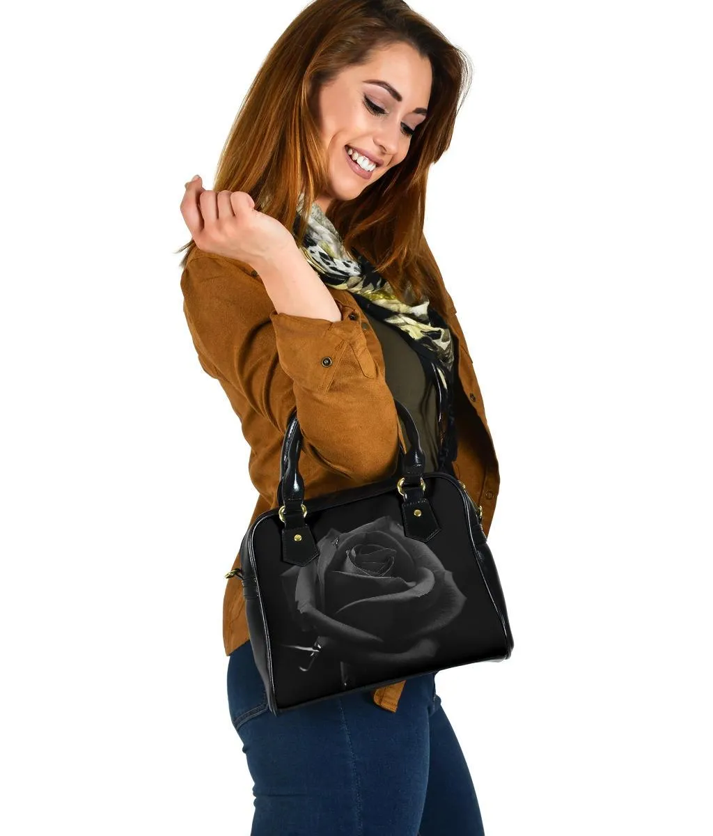 Custom Shoulder Bag - Artistic Black Roses | Custom Bag, Vegan Leather Shoulder Bag, Shoulder Bags for Women, Over the Shoulder Bag